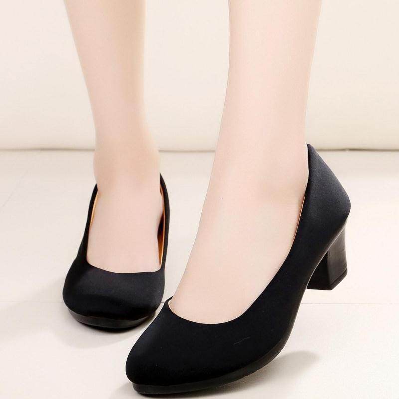 New Spring And Autumn Summer Old Beijing Cloth Shoes Women's Thin Shoes Black Work Shoes High Heels Non-slip Ceremonial Shoes - Mubimart