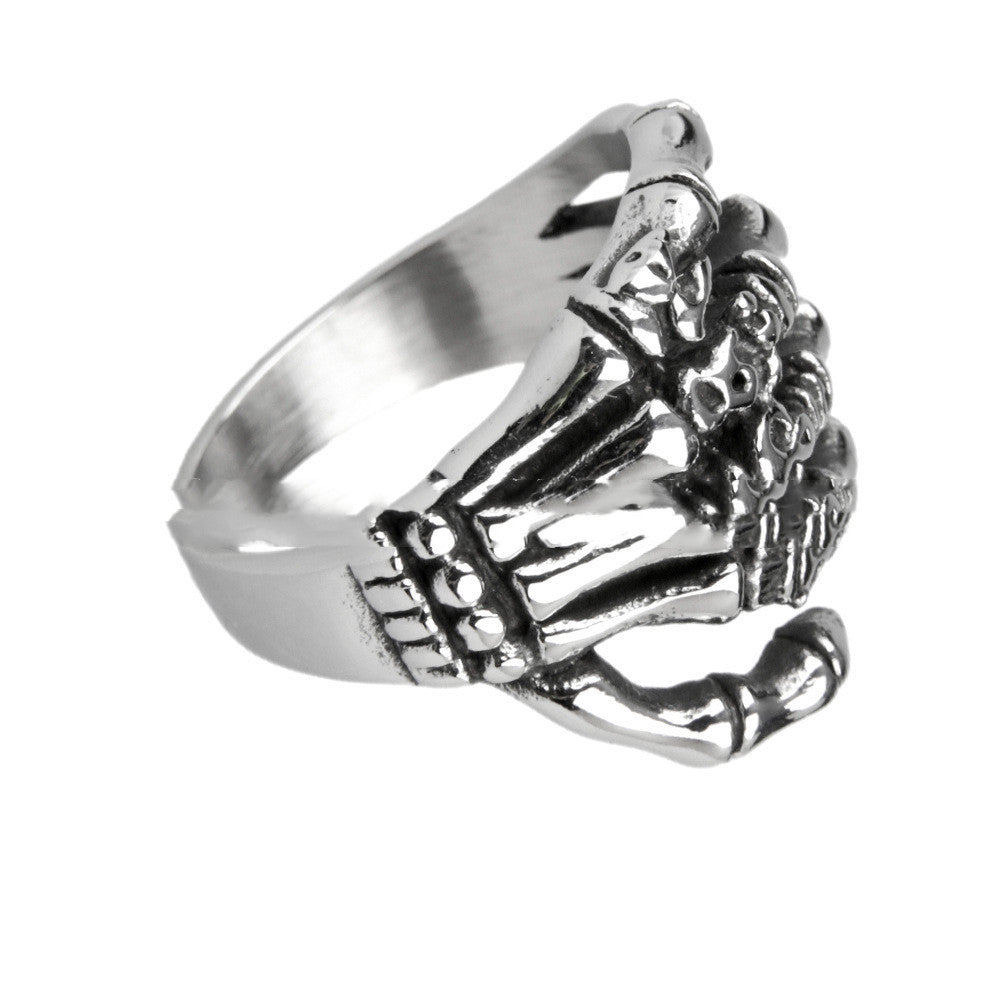 Palm Skull Titanium Stalen Heren Ring