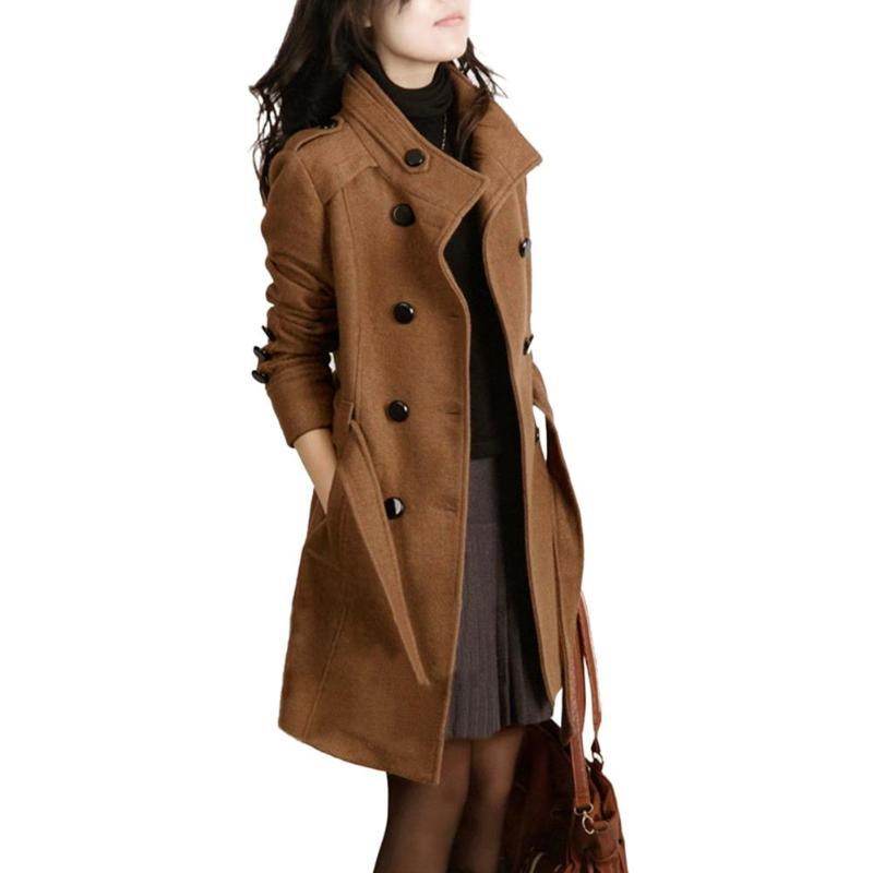 Woolen coat trench coat - Mubimart