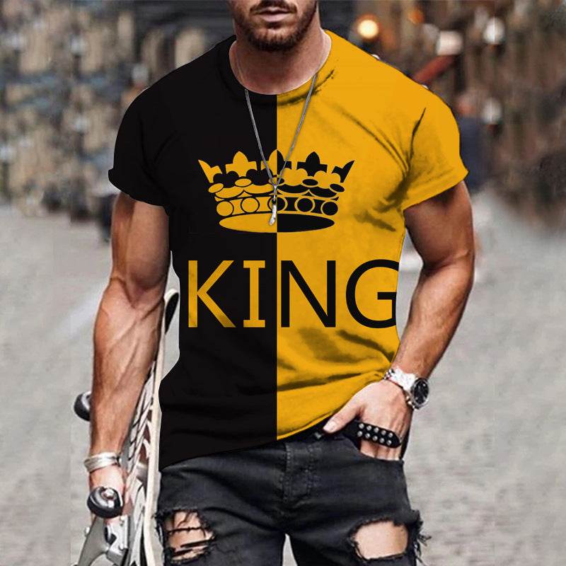 Mens Fashion Casual Mesh Collarless Short Sleeve T-shirt - Mubimart