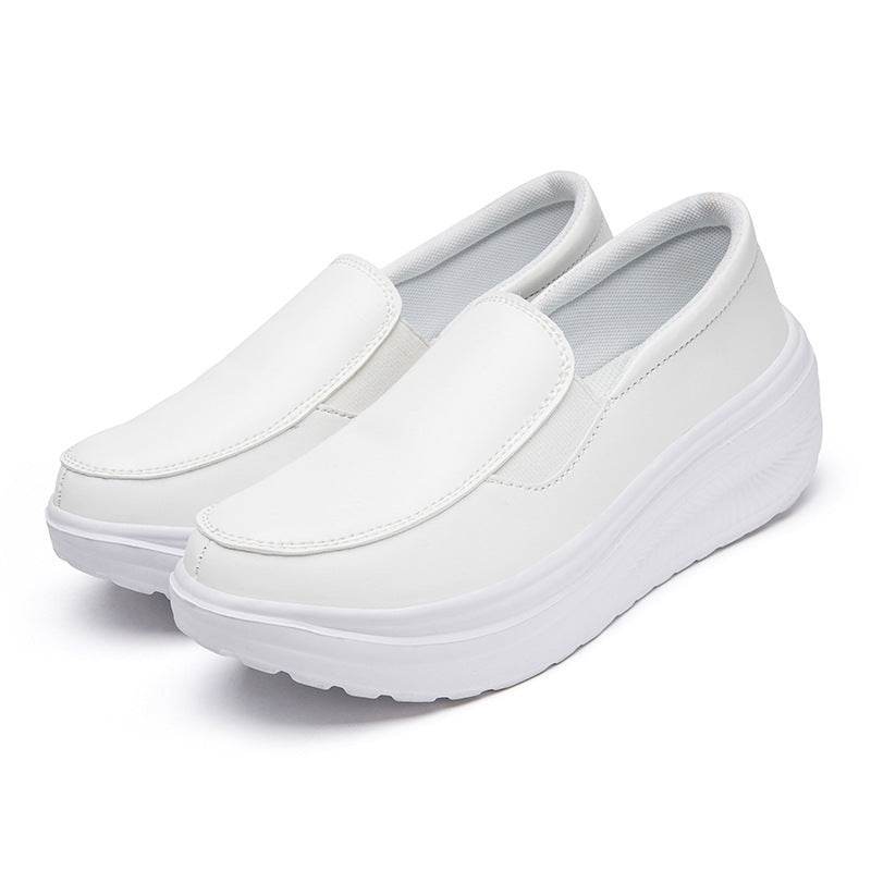 Platform Loafers Chunky Heel Flat Shoes Walking Sneakers For Women - Mubimart