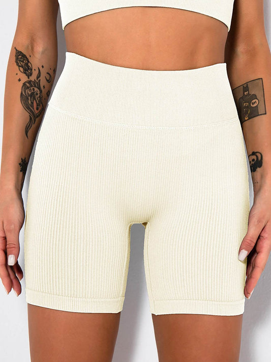 Yoga Shorts Ribbed Seamless Workout High Waist Athletic Leggings Suitable For Yoga Fitness, Workout Shorts Yoga Seamless Ribbed High Waisted Spandex Booty Biker Shorts - Mubimart