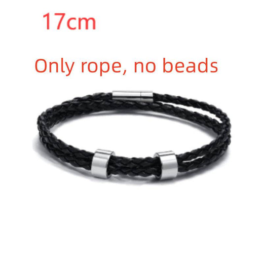 Black Leather Rope Bracelet For Men - Mubimart