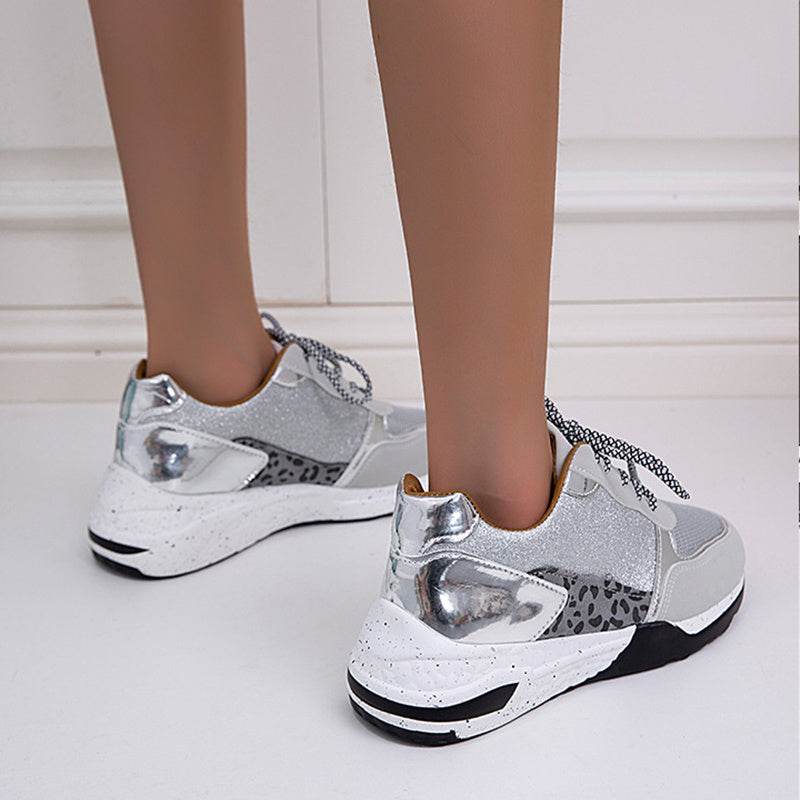 Lace Up Sneakers Wedge Flat Casual Walking Running Shoes For Women - Mubimart
