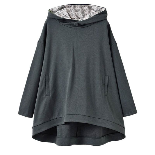 Loose Plus Size Mid Length Button Top Pullover Coat - Mubimart