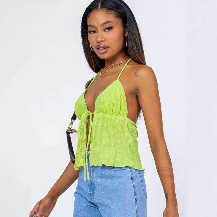 Women's Vest Camisole Sexy Lace-up Drawstring Camisole - Mubimart