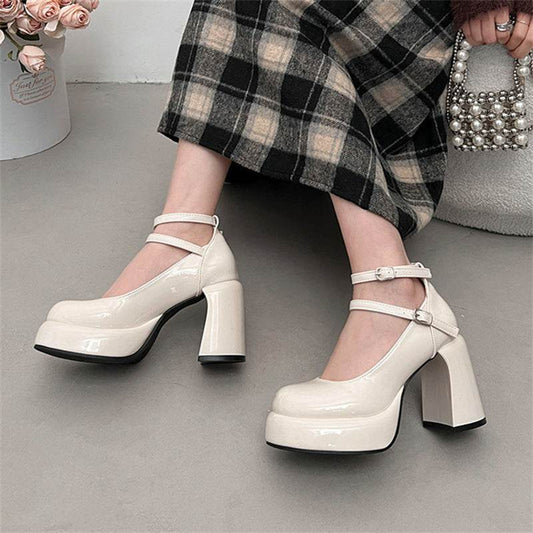 French High Heel Mary Jane Shoes Women - Mubimart