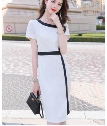 Slim, Thin Waist Retro Hong Kong Flavor Wrap Work Clothes One-piece Dress - Mubimart