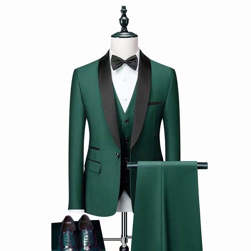 Men 3 Pieces Suit Set Men Wedding Suits Groom Tuxedos - Mubimart