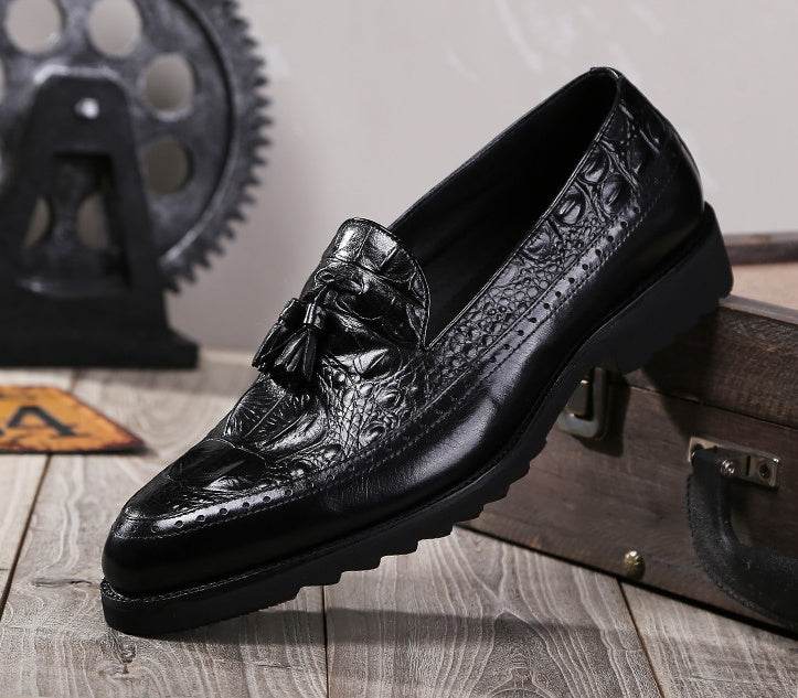 Men's dress shoes tassels Brock carved shoes - Mubimart