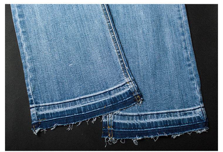 Women's Washed Elastic Loose Wide Leg Ankle-length Bootcut Jeans - Mubimart