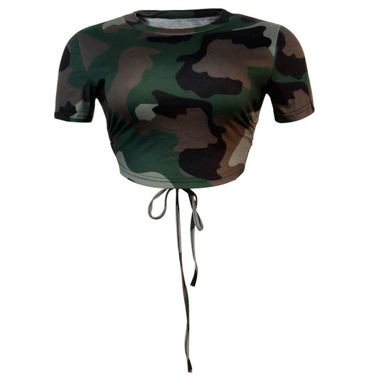 Backless Navel T-shirt - Mubimart
