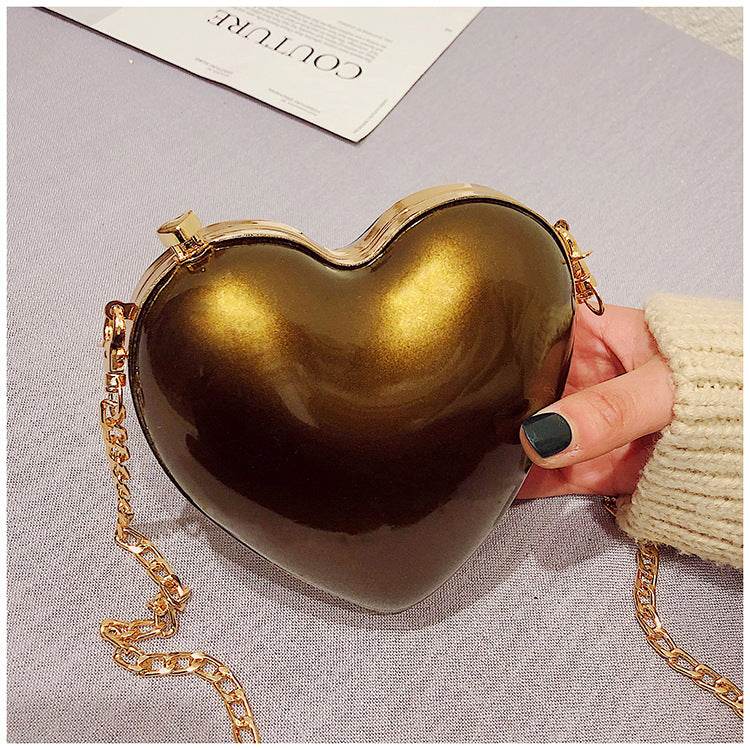 Mini Cross Body Chain Shoulder Heart Satchel - Mubimart