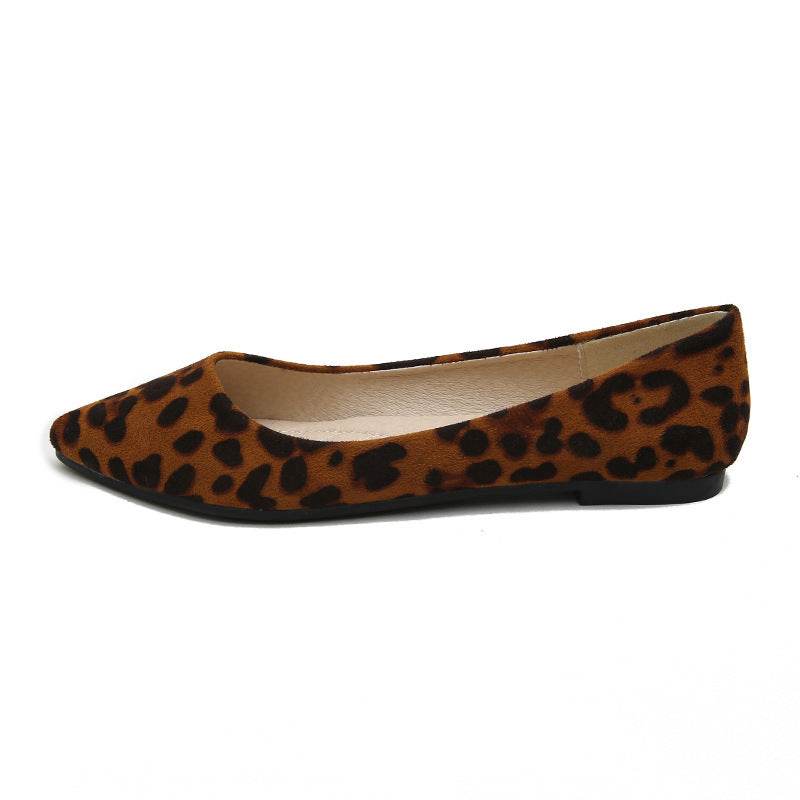 Leopard-print pointed toe flats - Mubimart