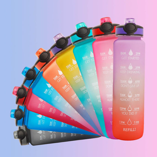 1L Tritan Water Bottle With Time Marker Bounce Cover Motivational Water Bottle Cycling Leakproof Cup For Sports Fitness Bottles - Mubimart