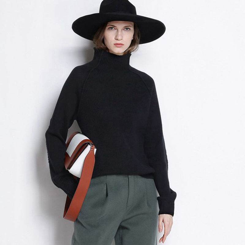 Turtleneck Cardigan Women's Loose Sweater Lazy Style Large Size Sweater - Mubimart