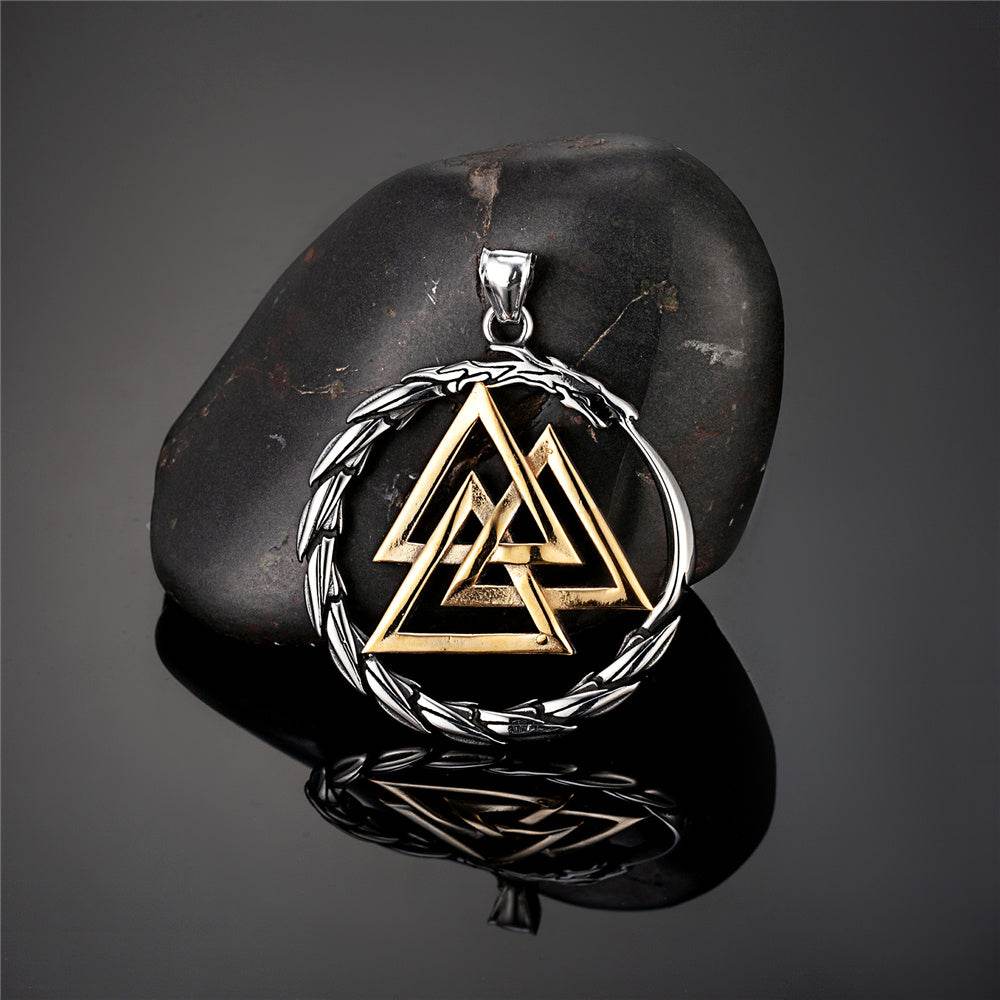 Punk Vikings Dragon Stainless Steel Necklace Mens Nordic Run - Mubimart