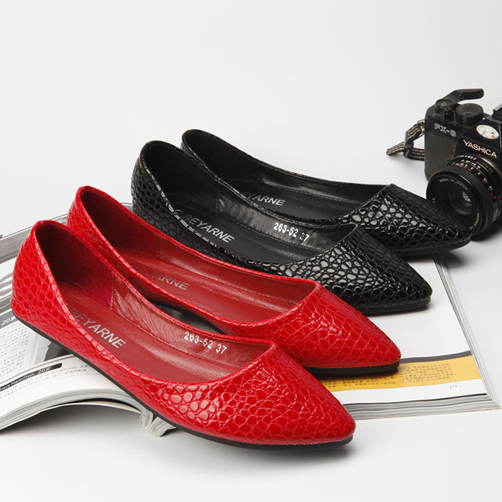 Patent Leather Feel reliëf slangenprint flats