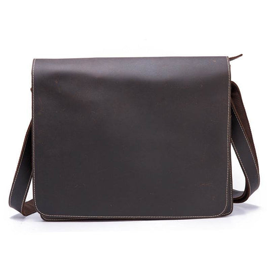 Vintage Leather Crossbody Business Briefcase - Mubimart