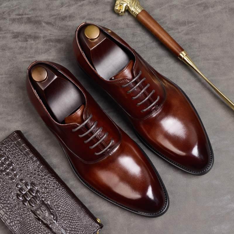 Handmade Oxford Shoes Men's Large Size Groom Wedding Shoes - Mubimart