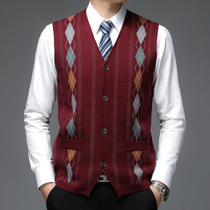 Men's Casual Buckle Knitted Sweater Vest