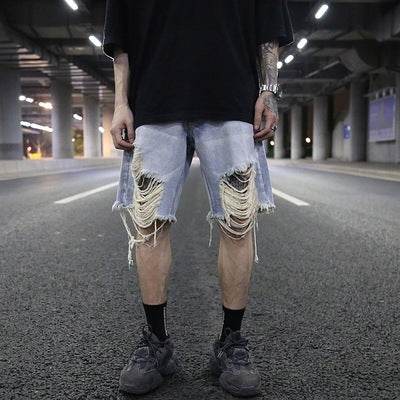 Hurricane loose denim shorts - Mubimart