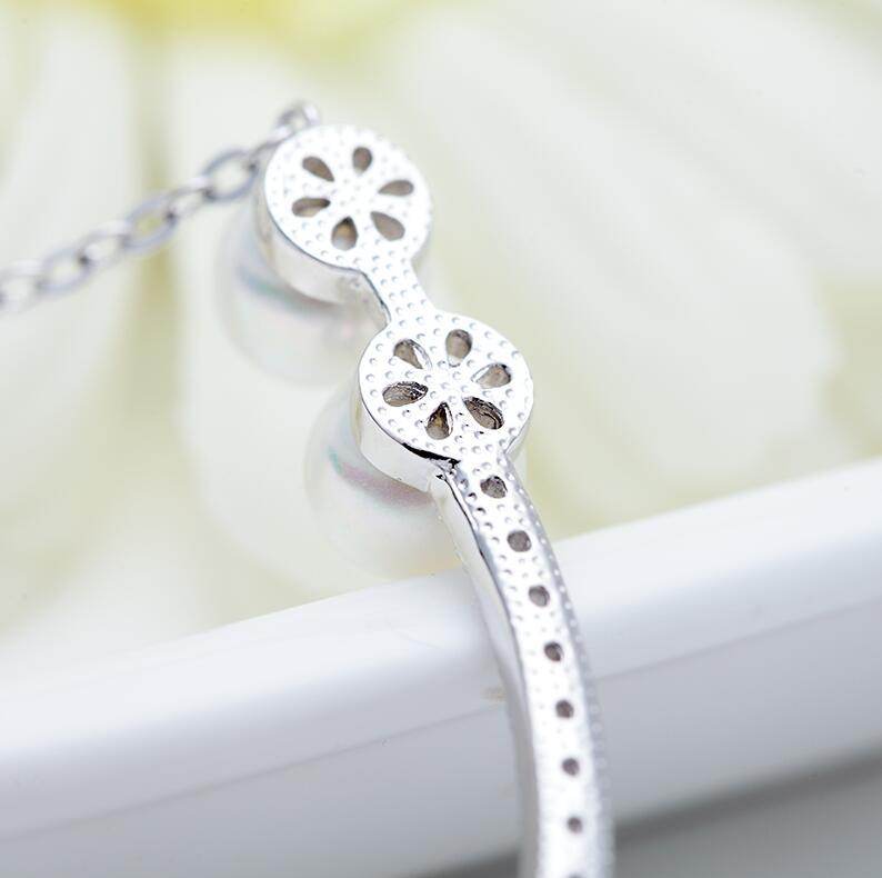 Elegant Clavicle Chain Girl Best Choice Full CZ Pearls White Gold Color Women Choker Necklace - Mubimart