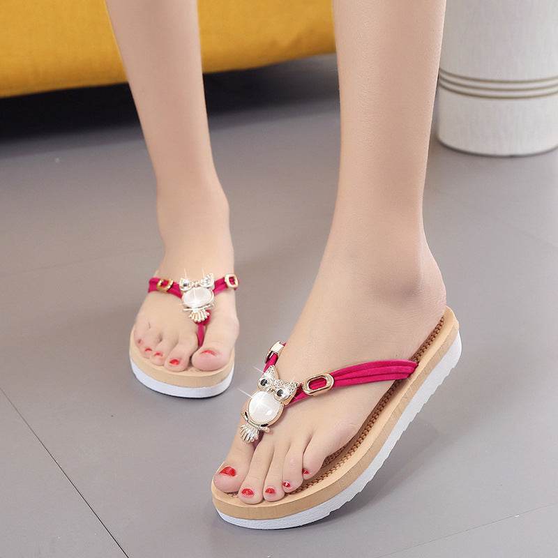 Rhinestone flip flops - Mubimart