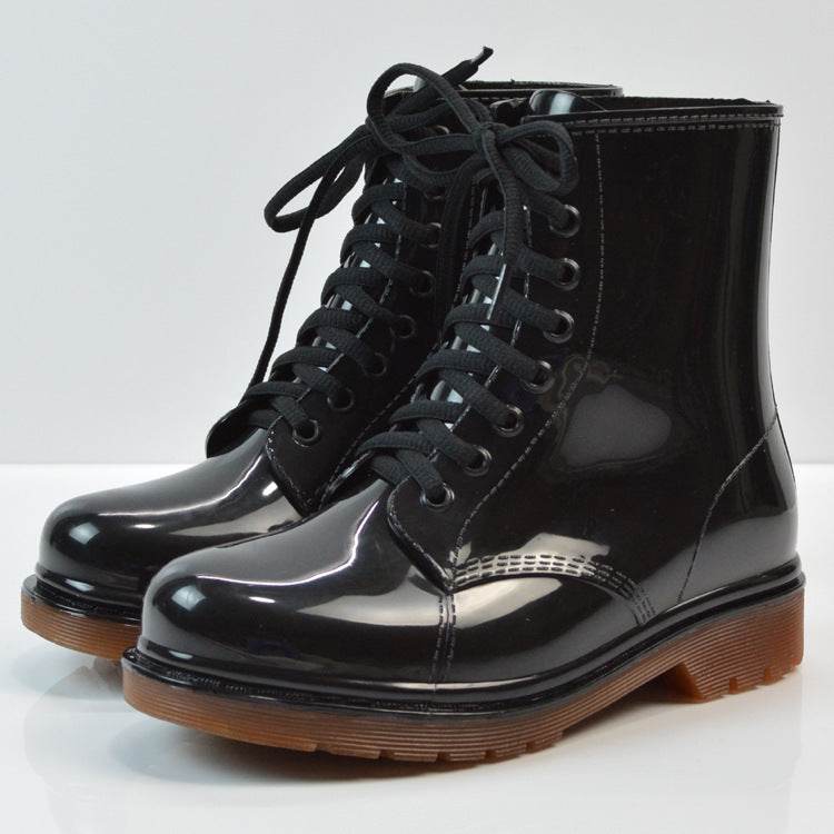 Ladies flat rain boots Martin rain boots water shoes - Mubimart