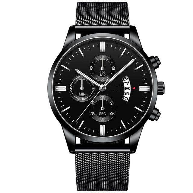 Mens Business Luxury Watches For Men Mesh Band Quartz Watch - Mubimart