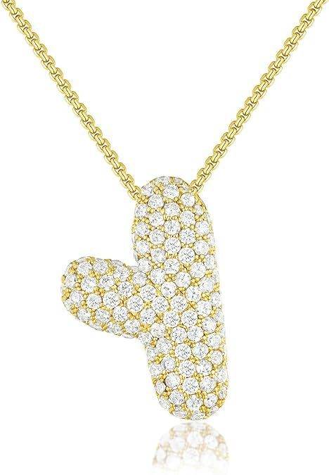 Brass Zircon Balloon English Letter Necklace - Mubimart