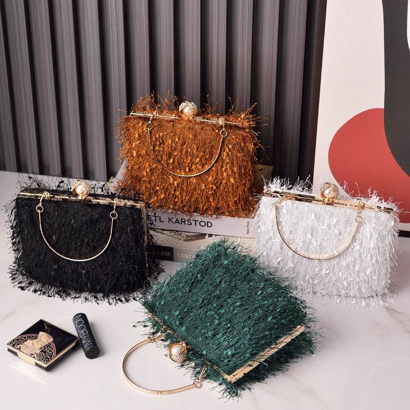 Tassel Handbags Women Dress Party Evening Bag Fashion Luxury Designer Square Bags Crossbody Shoulder Bag Ladies - Mubimart