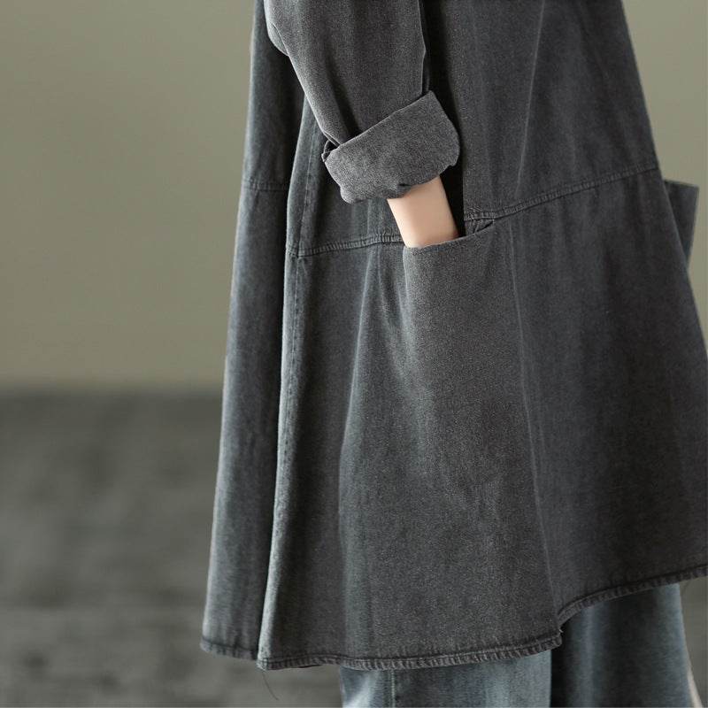 Retro Artistic Plus Size Denim Dress - Mubimart