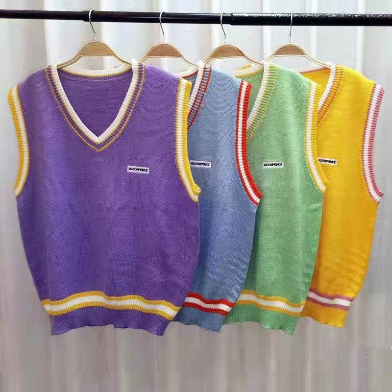 Lazy Sweater Autumn Sleeveless Sweater Vest - Mubimart