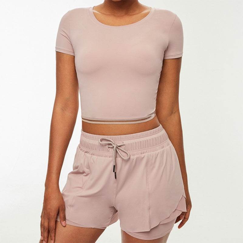 Yoga Clothes Suit Sports Fitness Clothes Crop Top And Shorts Women - Mubimart