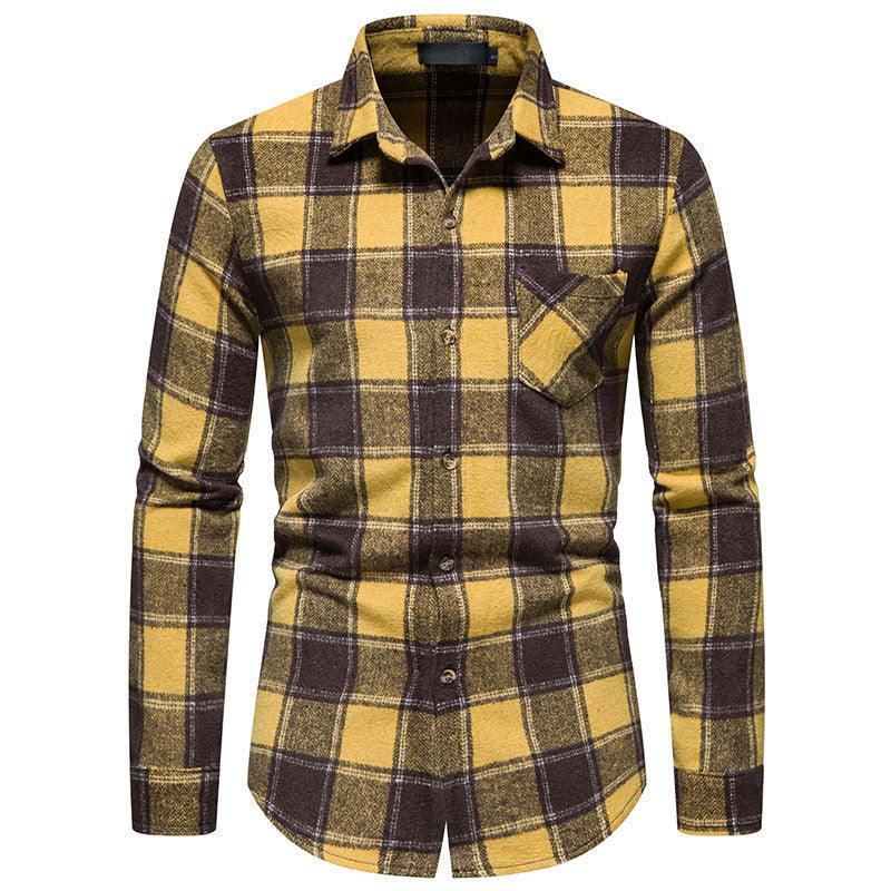 Thick Warm Woolen Cloth Flannel Casual Shirt Base Men's Shirt