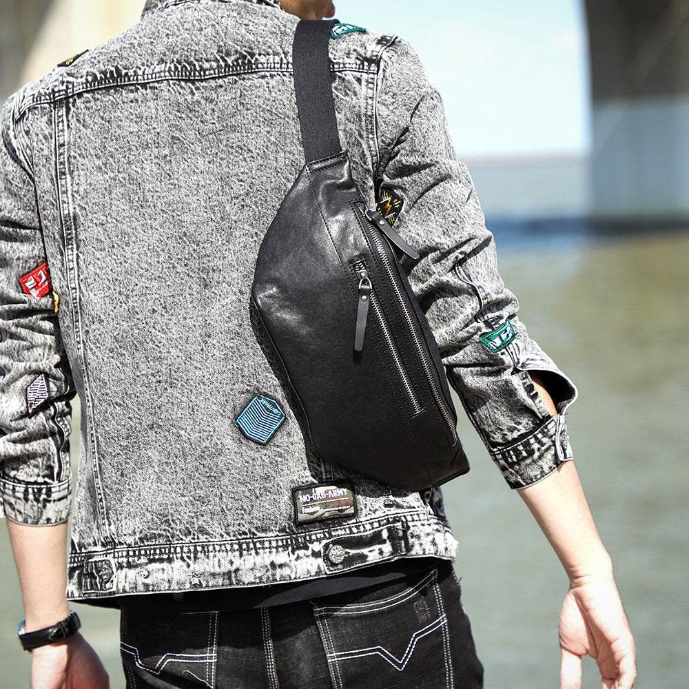 Mens Fashion Casual Leather Crossbody Shoulder Bag - Mubimart
