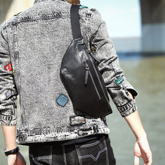 Mens Fashion Casual Leather Crossbody Shoulder Bag