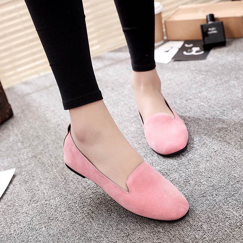 spring new women's shoes shallow mouth round flat shoes work shoes single shoes peas shoes - Mubimart