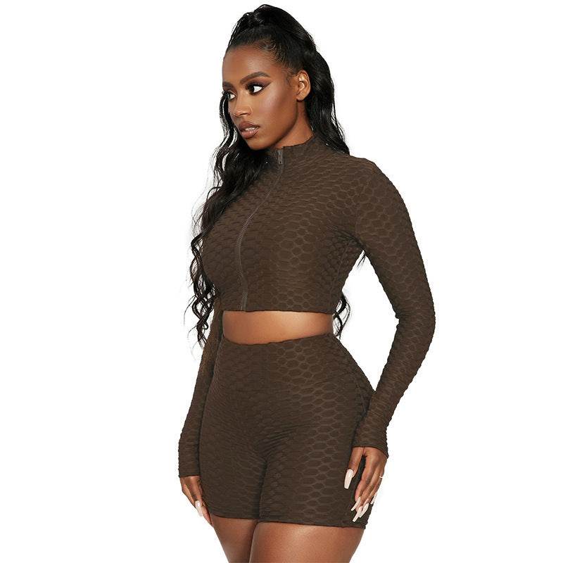 Women's Tracksuit Yoga Fitness Suit Activewear Set Tummy Control Butt Lift Long Sleeve Sport Clothing - Mubimart
