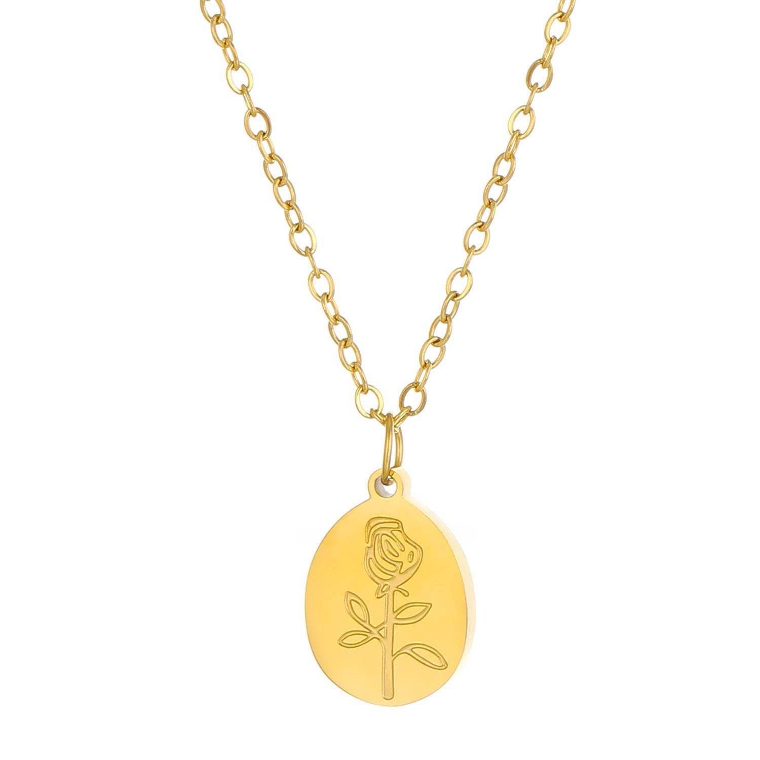 Rhinestone Love Rose Chain Necklace For Women - Mubimart