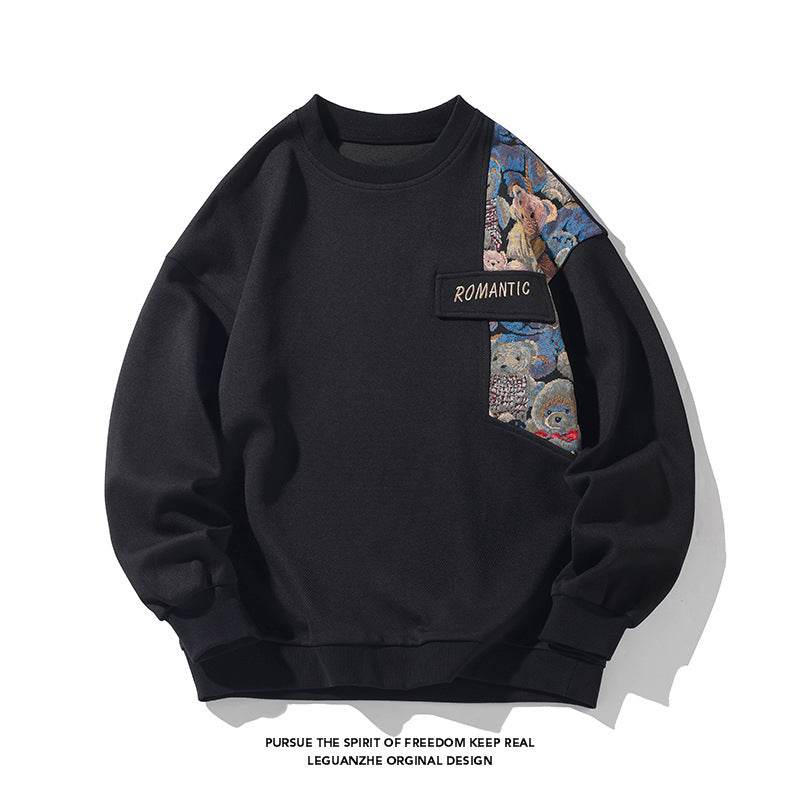 Plus Size Embroidery Stitching Sweater - Mubimart