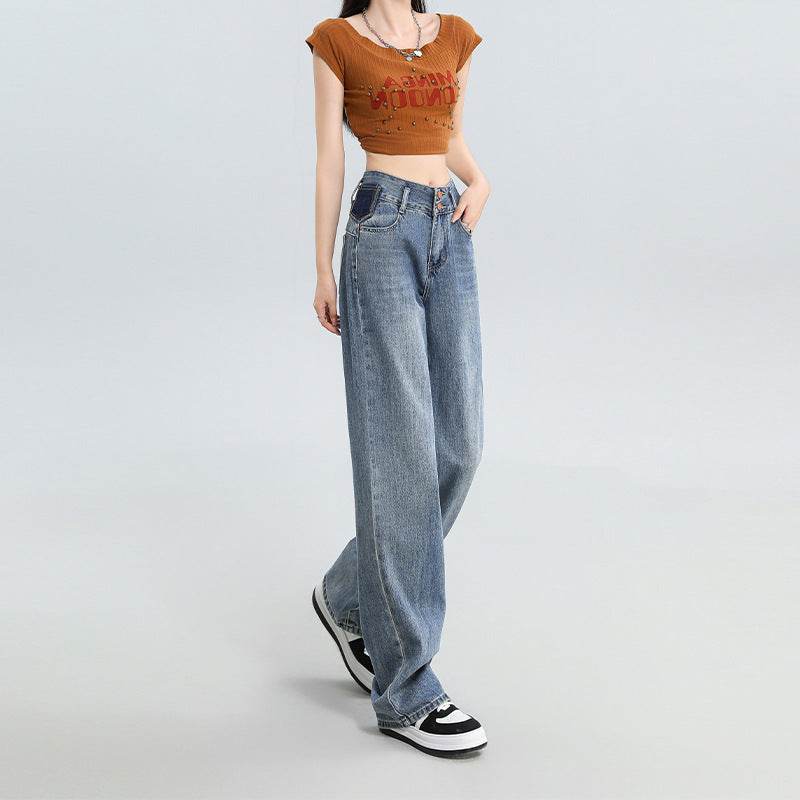 Fashion Personality Wide Leg Jeans For Women - Mubimart