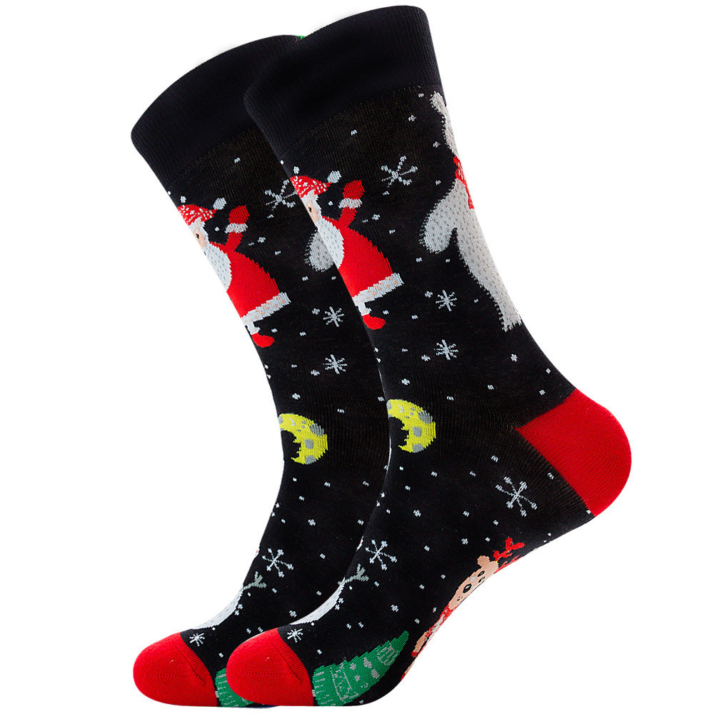 Men's Socks Santa Claus Moose Men's Mid-tube Socks Tide Cotton Socks - Mubimart -  