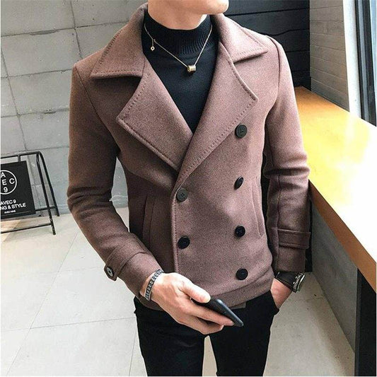 Casual woolen trench coat - Mubimart