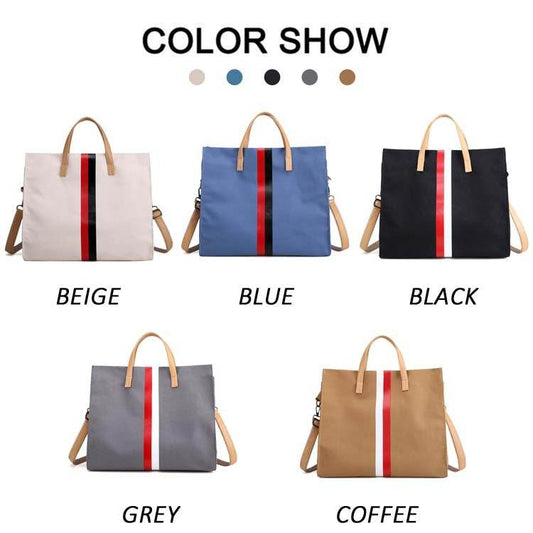 Canvas Ladies Work Bag Women Tote Hand Bag Shoulder Bag for Women Fashion Lady Shopping Canvas Stripe Tote Bags Female Handbags - Mubimart
