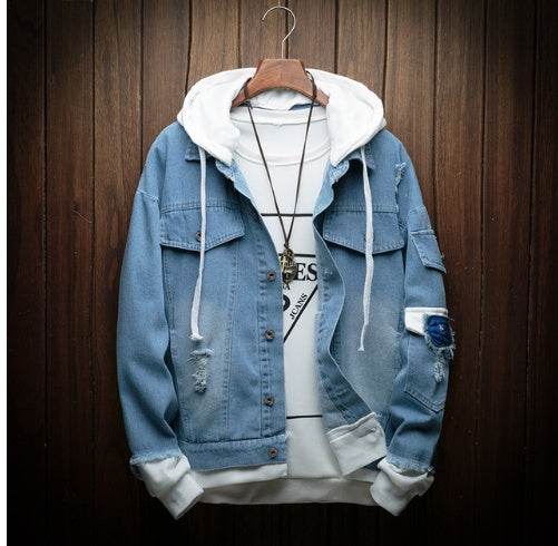 Hooded denim jacket - Mubimart