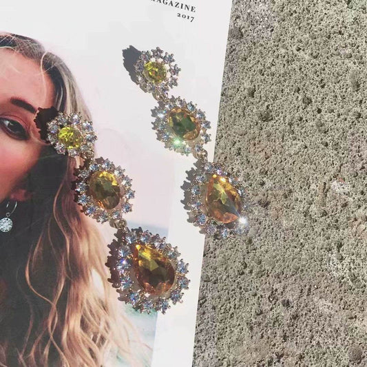 Temperament Crystal Glitter Stud Earrings Women Earrings - Mubimart