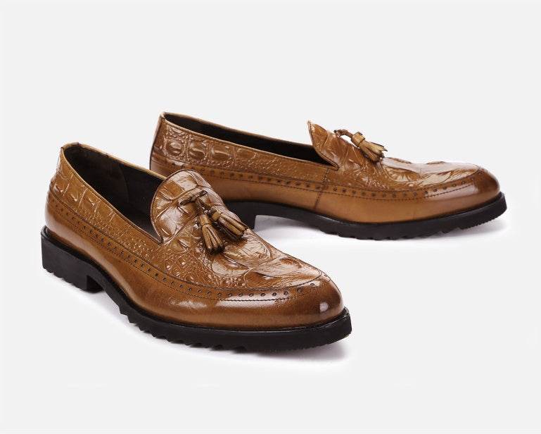 Men's dress shoes tassels Brock carved shoes - Mubimart