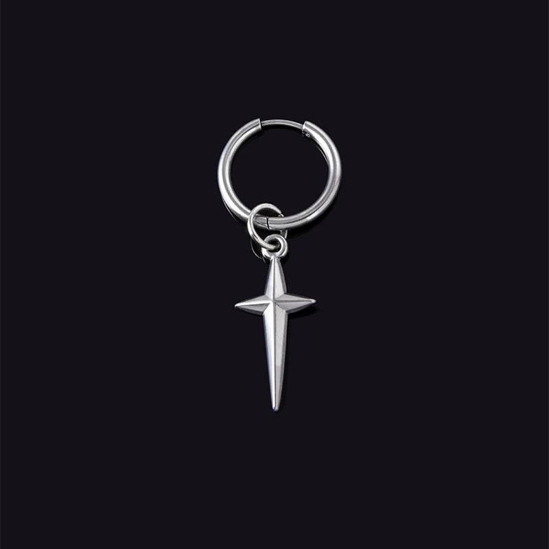 Minimalist Cross Dangle Earrings For Women Men Trend Hip-hop Punk Silver Single Earrings Birthday Gift Jewelry - Mubimart